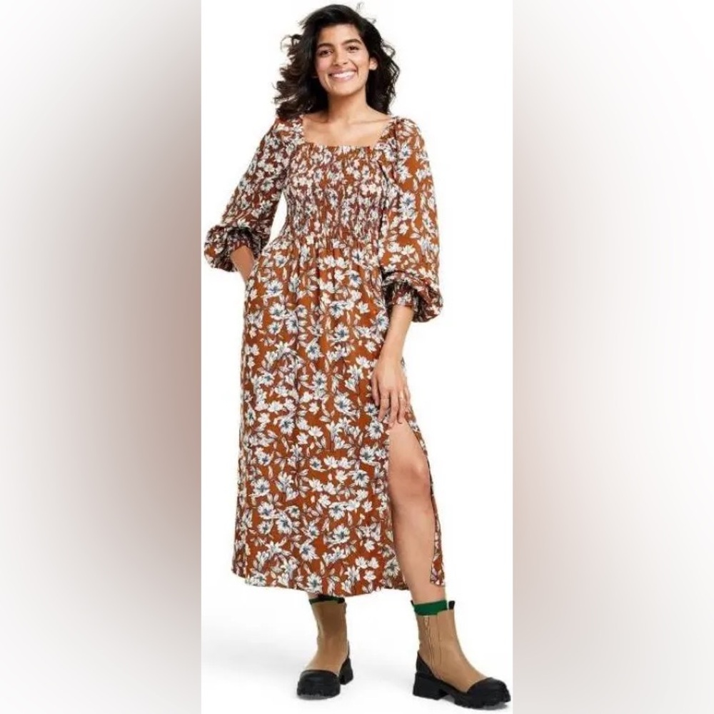 BNWT La Ligne x Target Floral Smocked Bodice Midi Dress